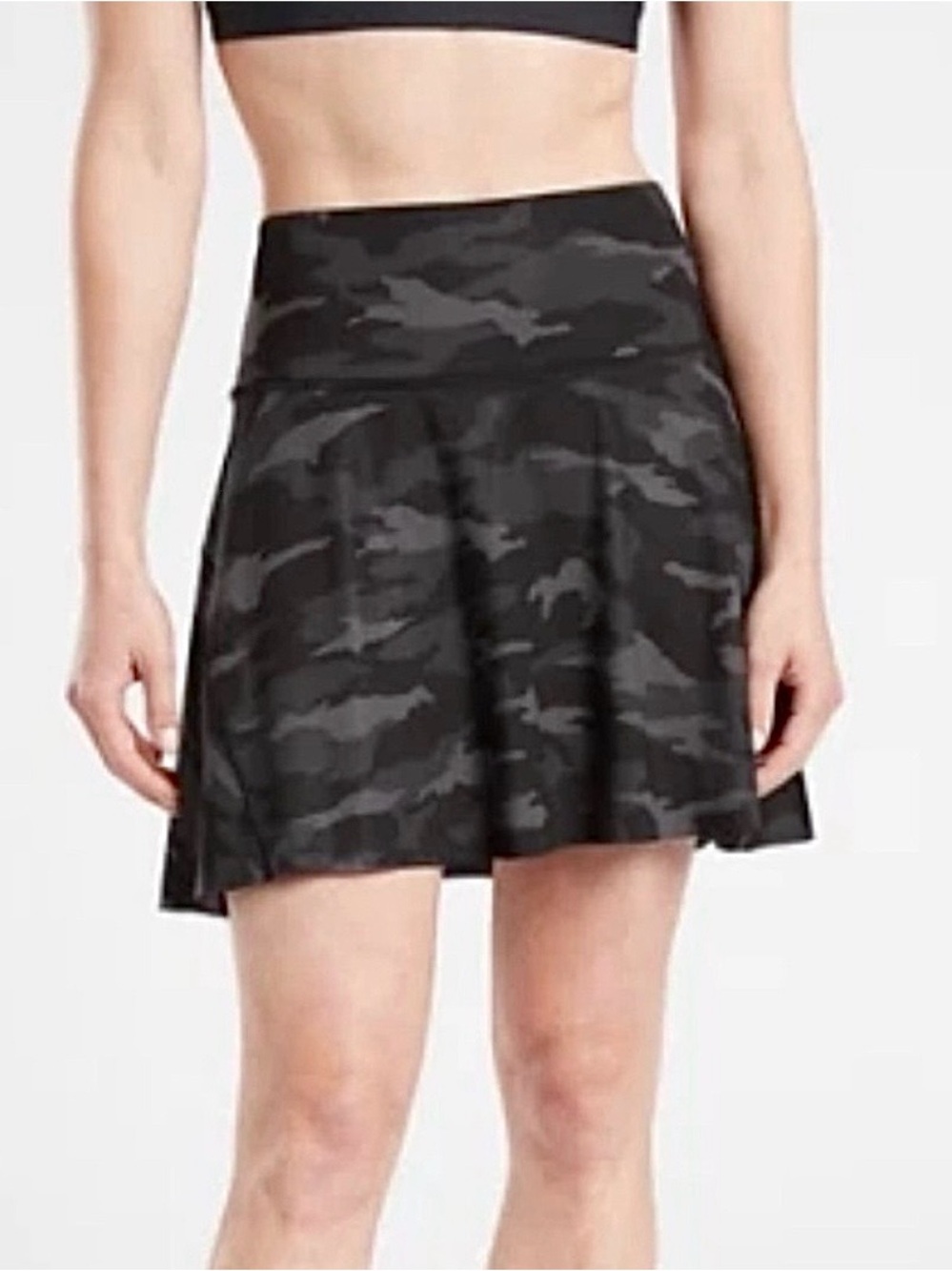Athleta Ace Tennis Skort 15.5" Gray Black Camo Camouflage Skirt MEDIUM NWT